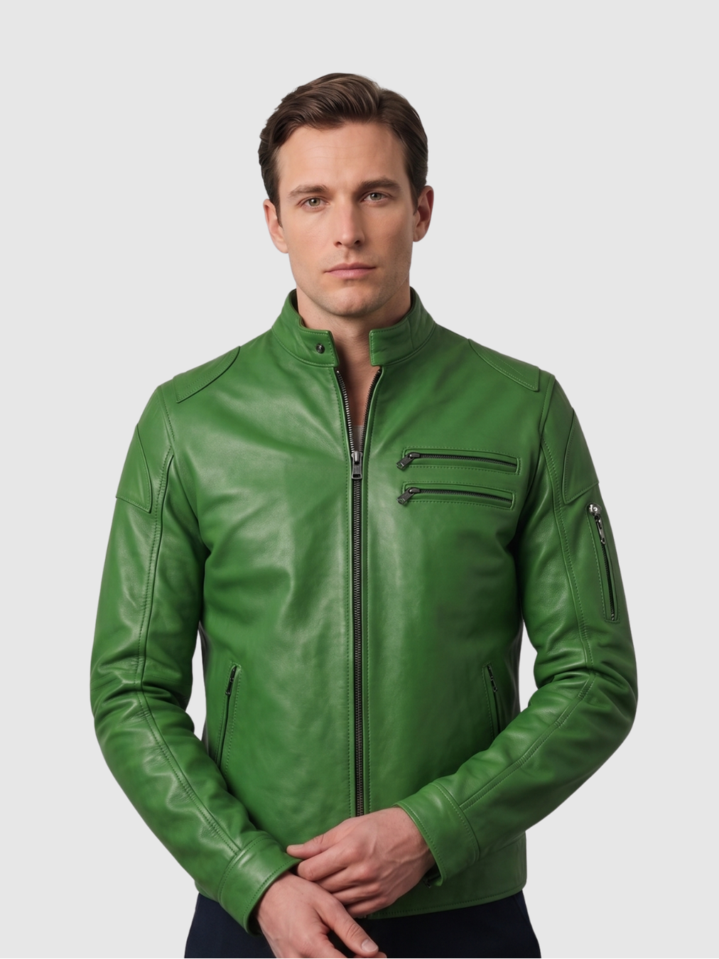Classic Men's Green Leather Jacket – Leather Jacket Master
