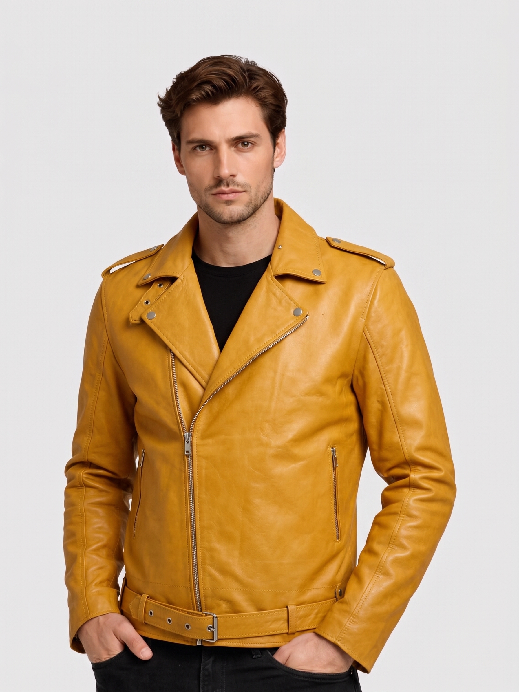 Men's Yellow Leather Jacket – Leather Jacket Master
