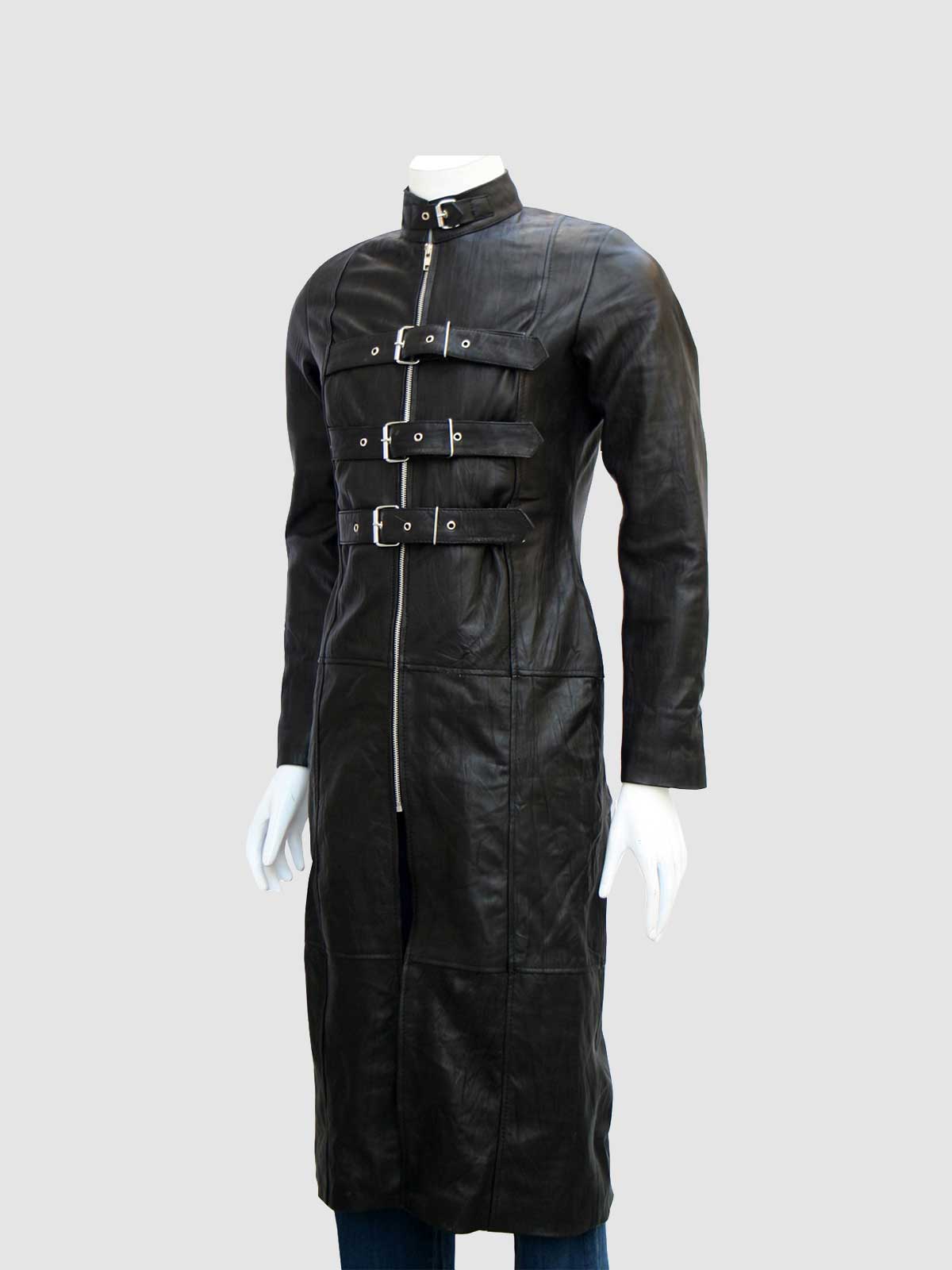 Men's Gothic Leather Trench Coat  Leather Jacket Master