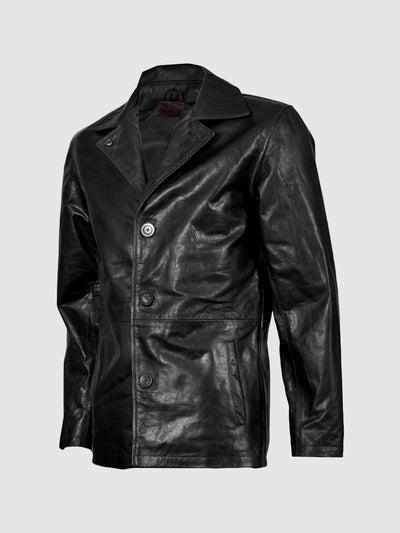 Men's Black Leather Blazer