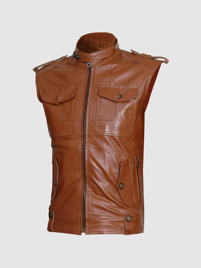 Men's Leather Biker Vest