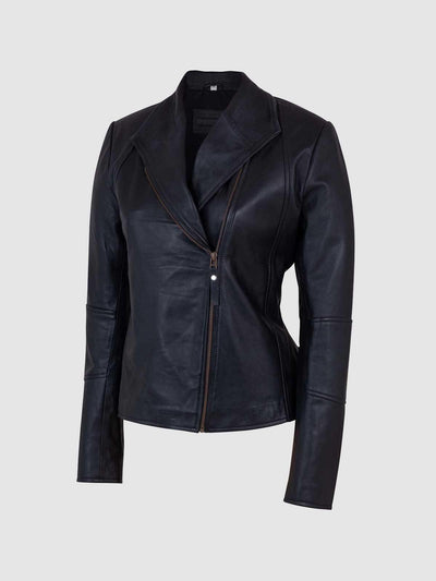 Ladies Slim Black Leather Jacket