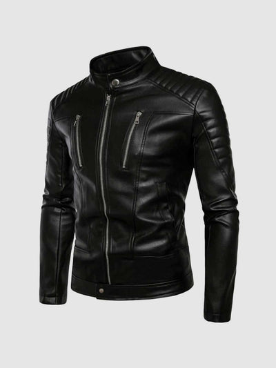 Men's Cafe Racer Black Leather Jacket