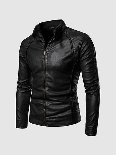 High Collar Leather Jacket