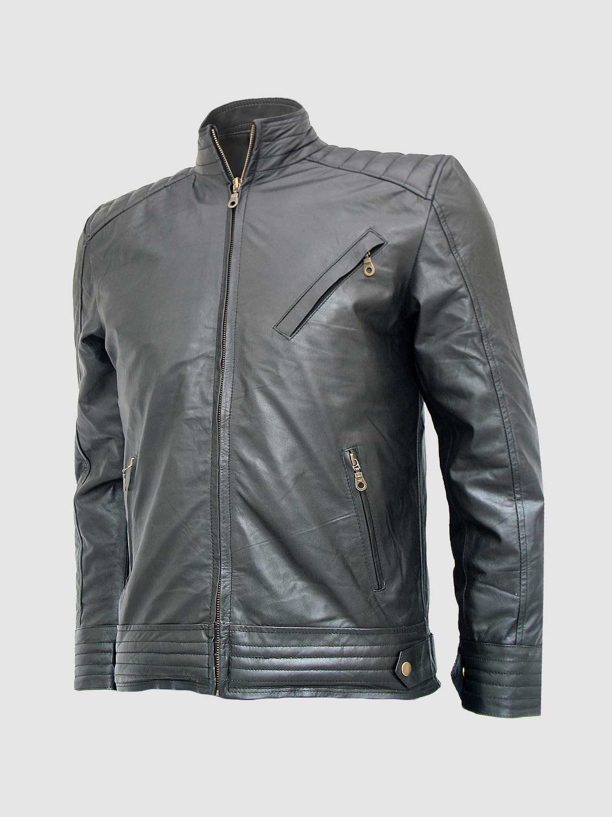 Men's Quilted Leather Motorcycle Jacket Leather Jacket Master