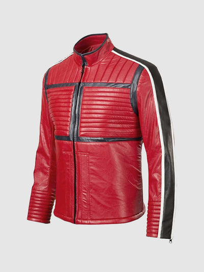 Red Leather Quilted Jacket
