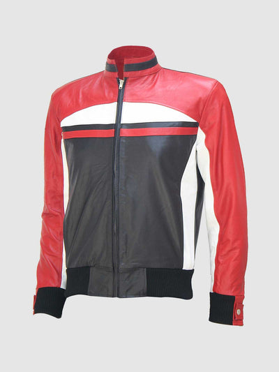 Men's Leather Bomber Colorful Jacket