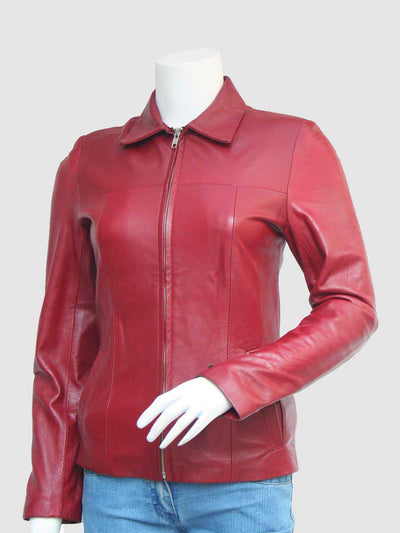 Women's Vintage Maroon Leather Jacket