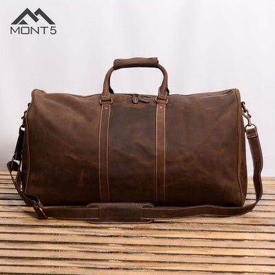 MONT5 Gokina Brown Extra Large Leather Weekend Bag - Leather Jacket Shop
