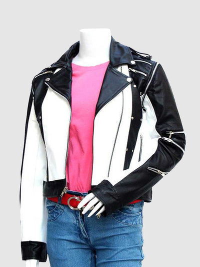 Women's Black & White Leather Jacket