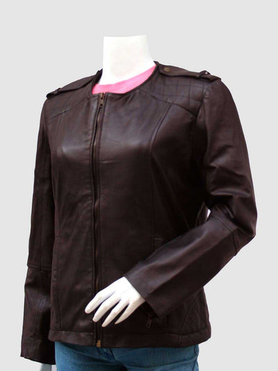 Women Brown Leather Motorcycle Jacket