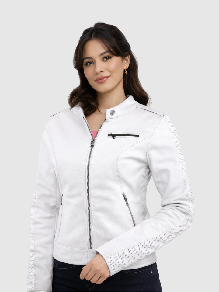 White Motorcycle Jacket front view