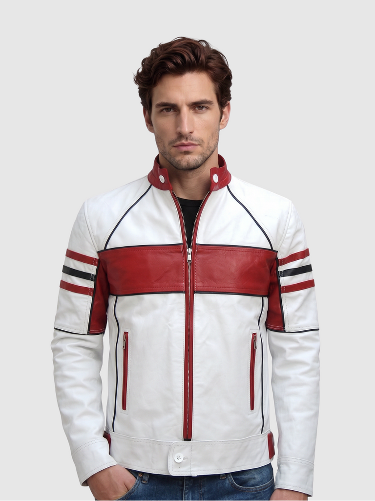 Men's Red And White Jacket – Leather Jacket Master