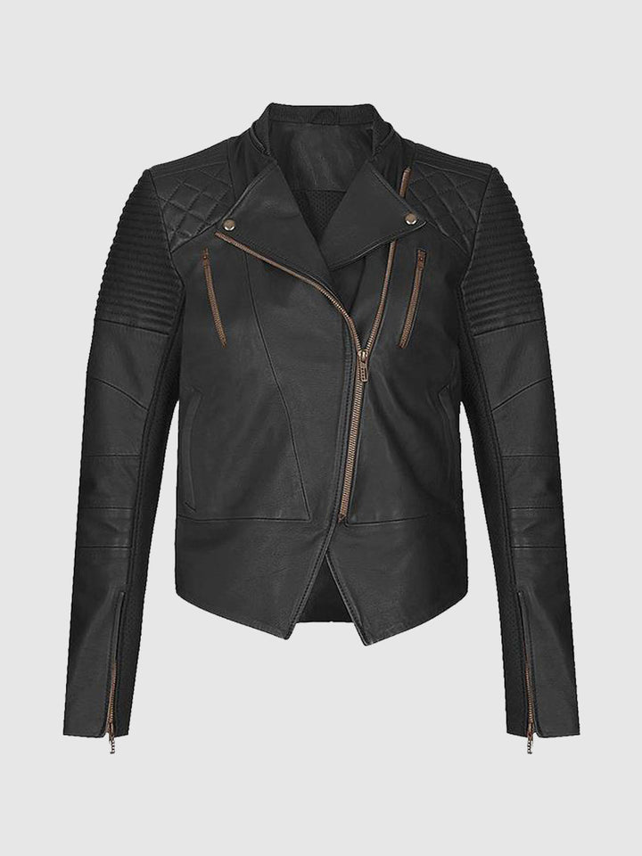 女性情報誌 LEATHER JACKET kiki womens-black-biker-leather-
