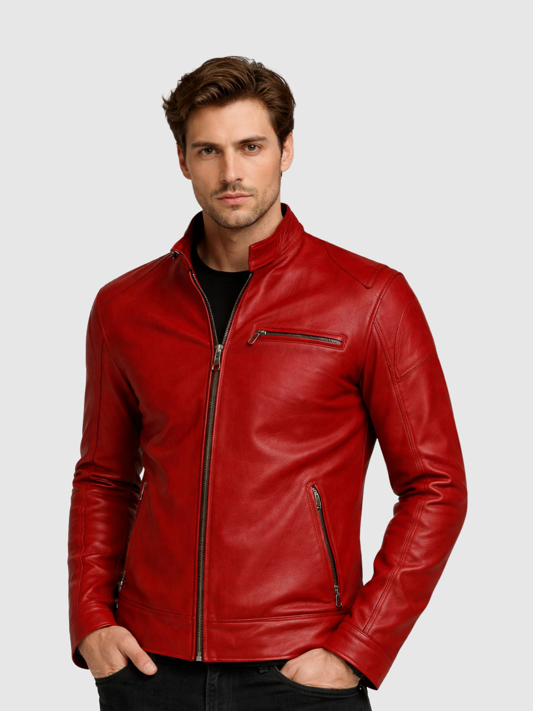 Elegant Men's Red Leather Jacket – Leather Jacket Master Elegant Men's Red Leather Jacket – Leather Jacket Master