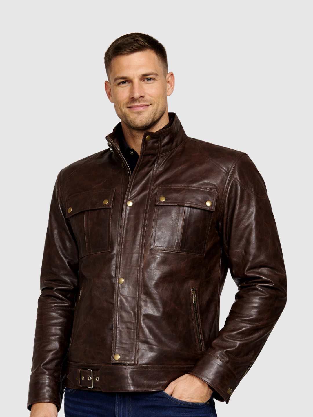 70's Vintage Leather Jacket front view