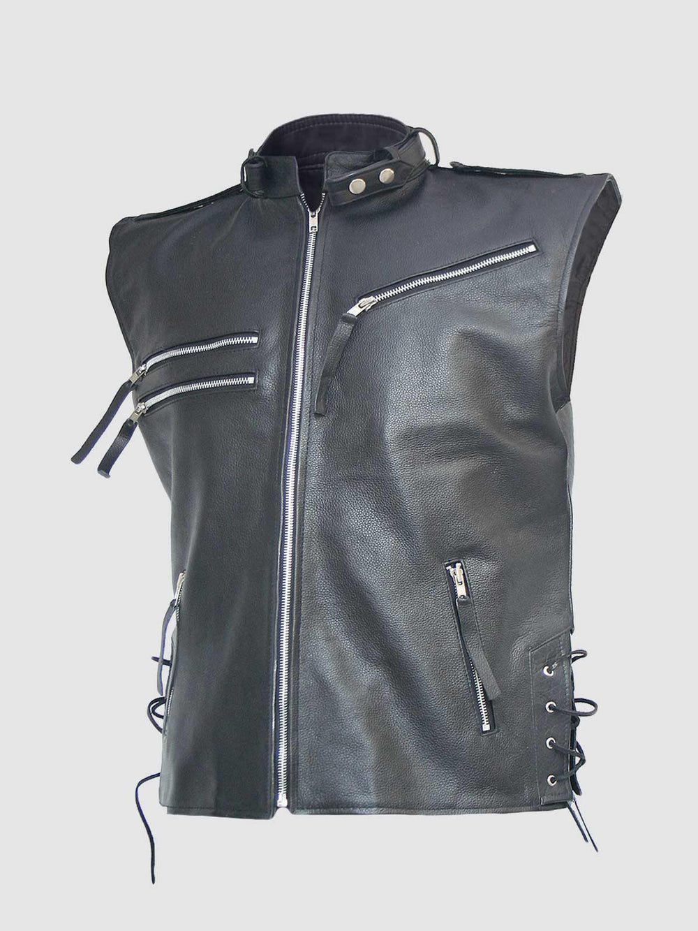 Men's Black Leather Vest