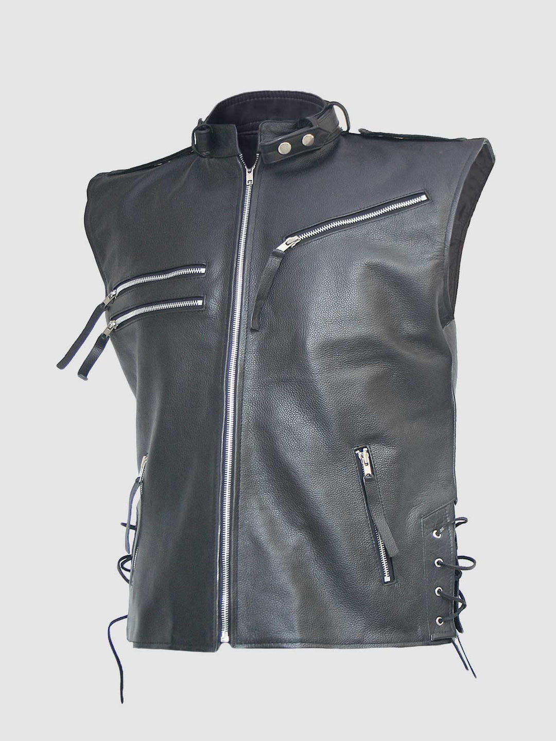 Men's Black Leather Vest
