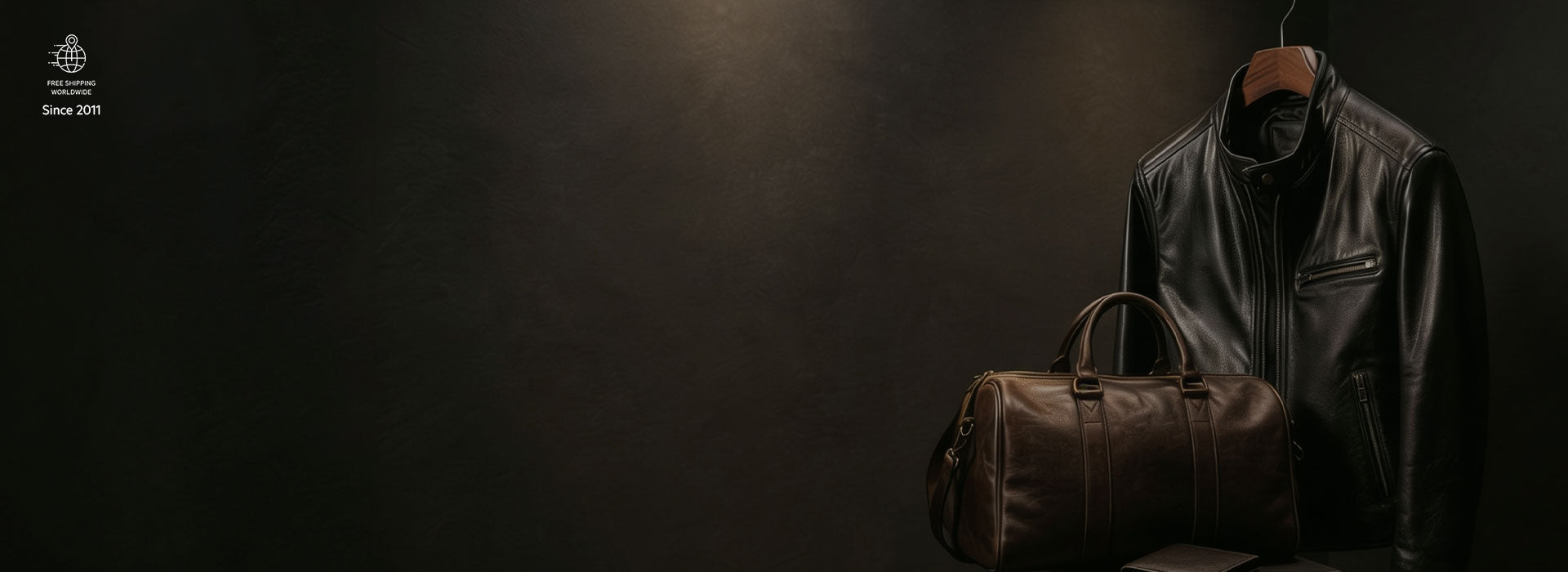 Best leather jacket for men displayed with premium leather travel bag and luxury accessories as a Father's Day gift idea in 2026