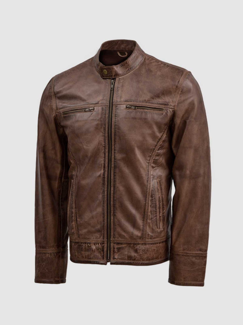 Waxed Vintage Brown Jacket front view