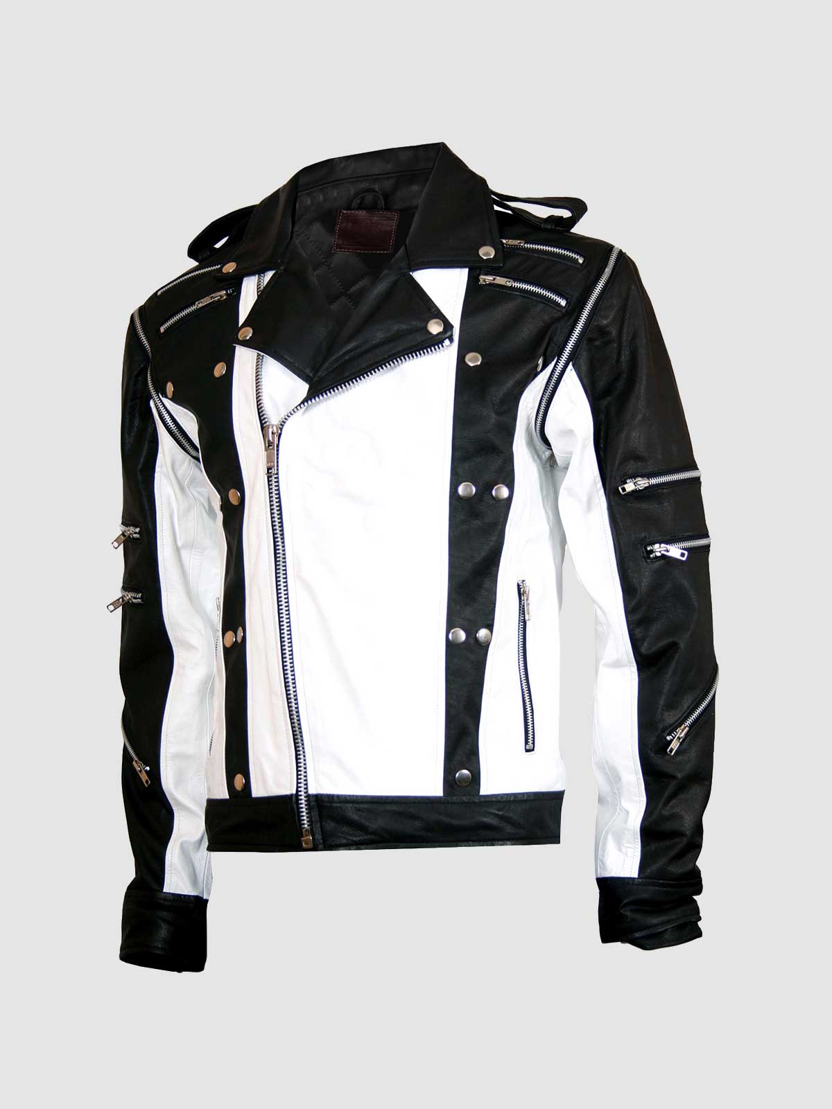 ジャケット・アウター white leather jacket Black by VANQUISH Men's Black & White Leather Jacket – Leather Jacket Master