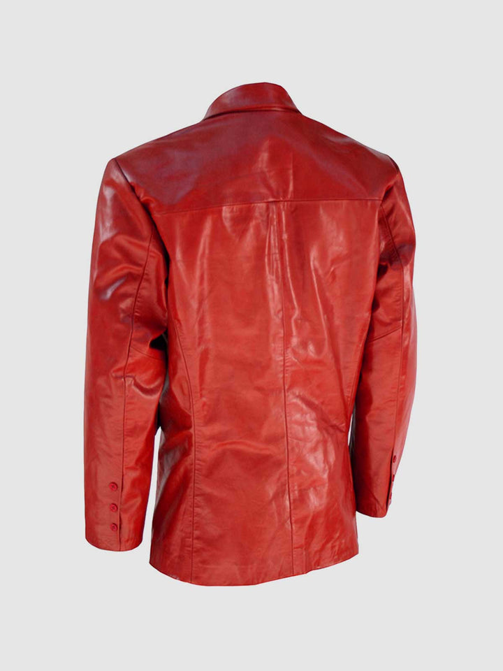 Men's Red Leather Blazer | Leather Jacket Master