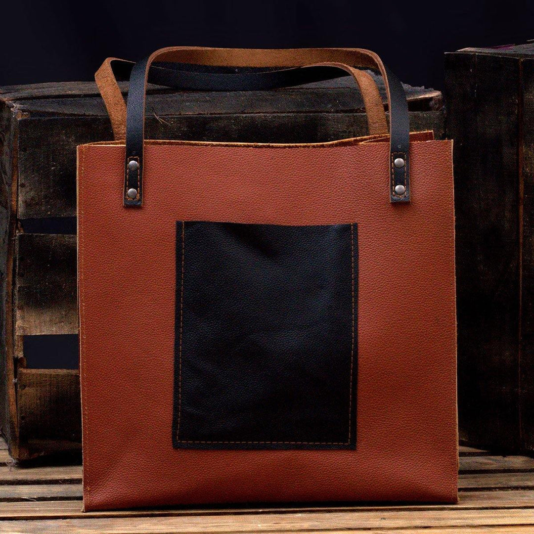 MONT5 Marala Handcrafted Brown Leather Tote - Leather Jacket Shop