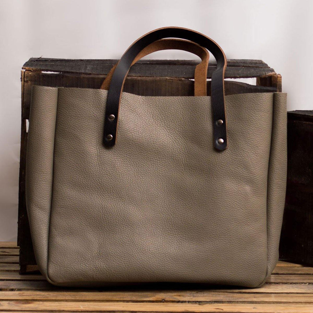 MONT5 Kel Handmade Carryall Women Gray Leather Tote Bag - Leather Jacket Shop