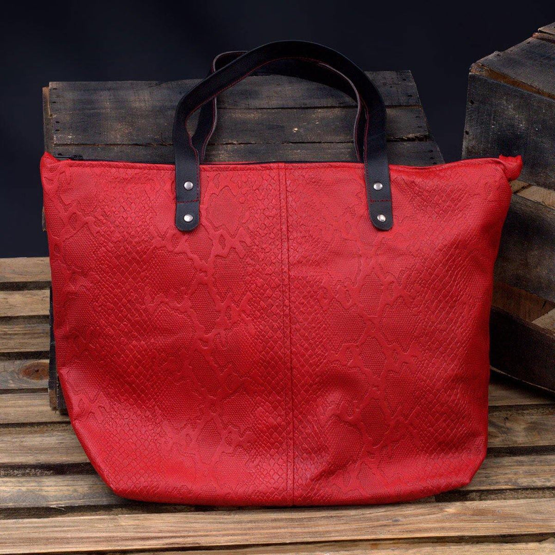 MONT5 Satora Tote Maroon Zipper Leather Tote - Leather Jacket Shop