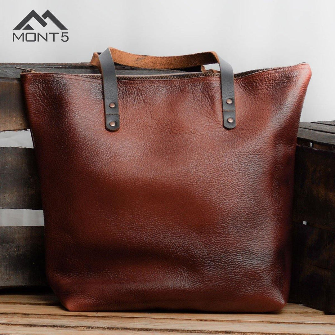 MONT5 Keran Multi Purpose Top Grain Leather Tote - Leather Jacket Shop