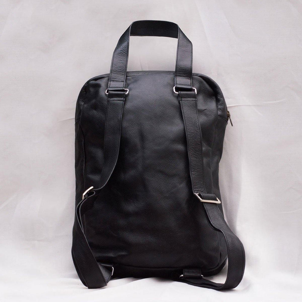 MONT5 Khaplu Handmade Black Leather Travel Rucksack - Leather Jacket Shop