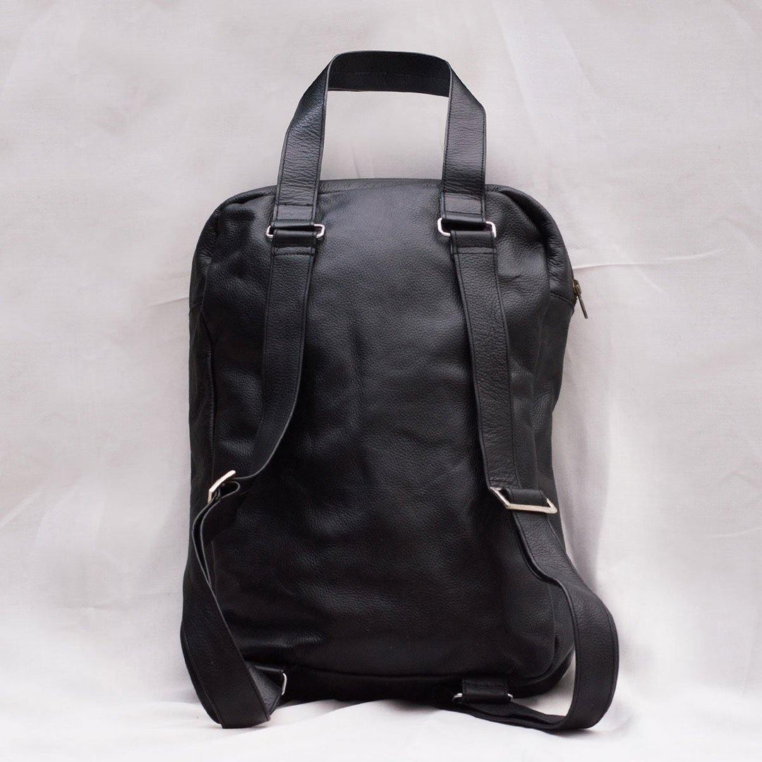 MONT5 Khaplu Handmade Black Leather Travel Rucksack - Leather Jacket Shop