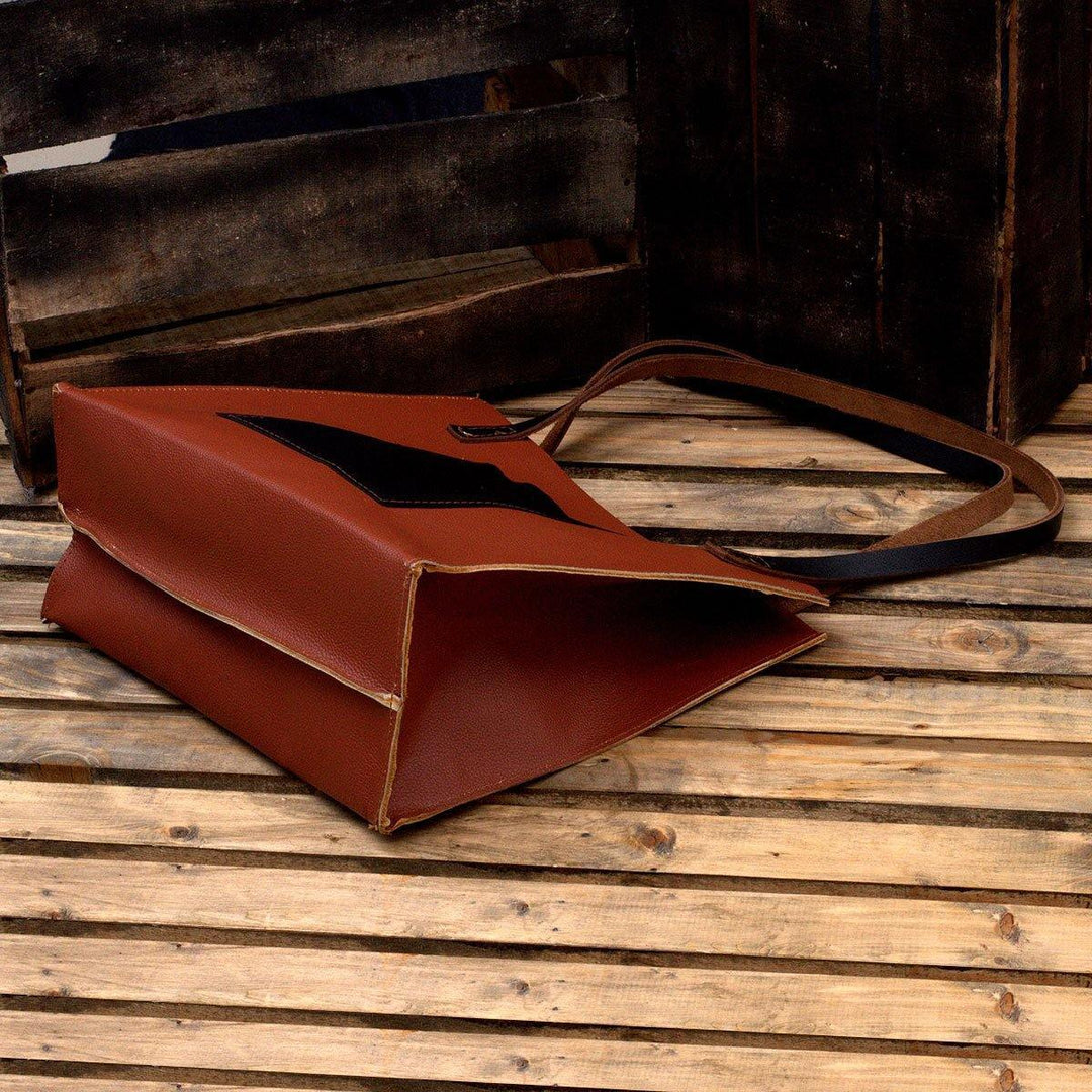 MONT5 Marala Handcrafted Brown Leather Tote - Leather Jacket Shop