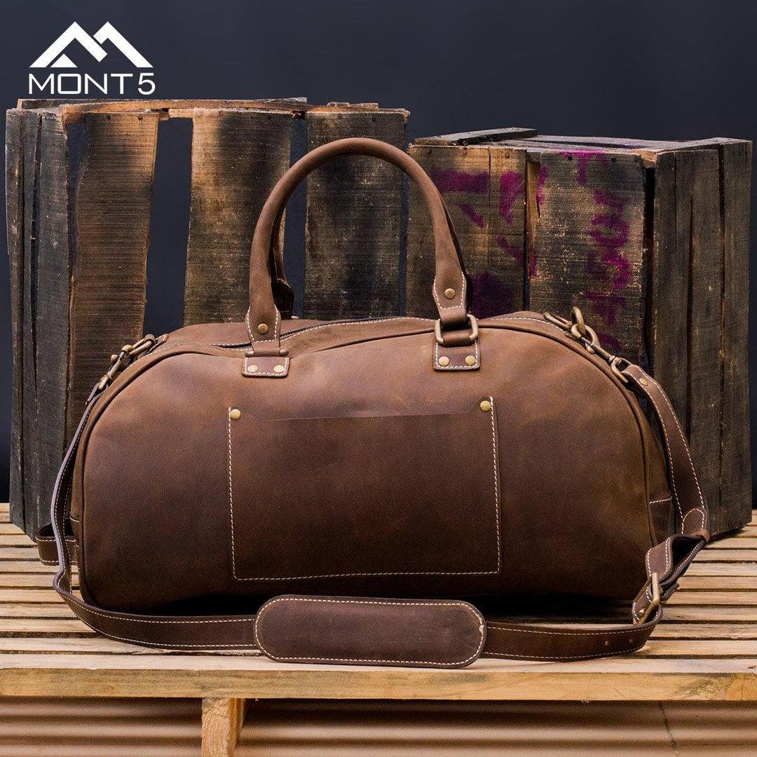 MONT5 Hunza Vintage Brown Leather Weekend Bag - Leather Jacket Shop