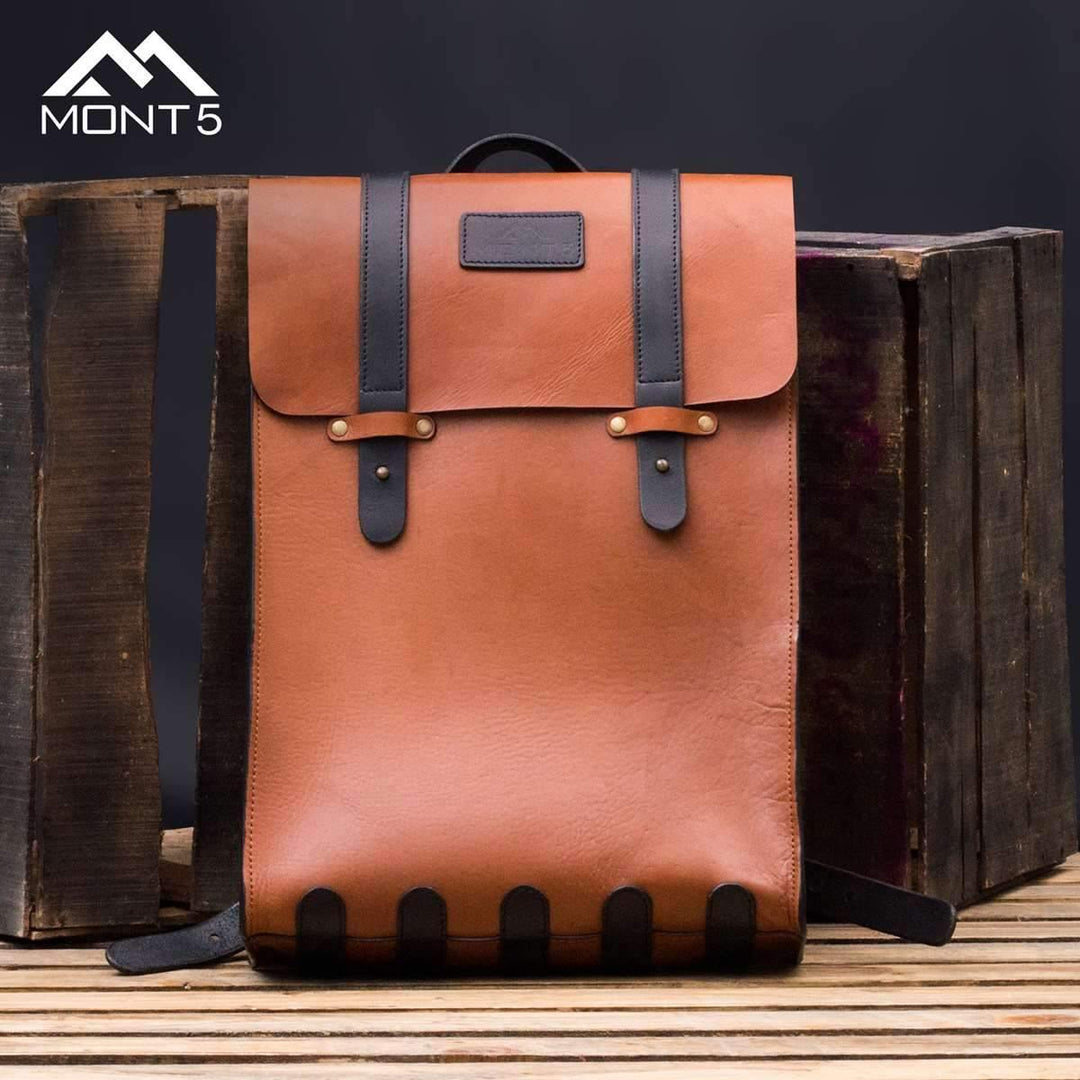 MONT5 Banjosa Vegetable Tanned Leather Backpack - Leather Jacket Shop