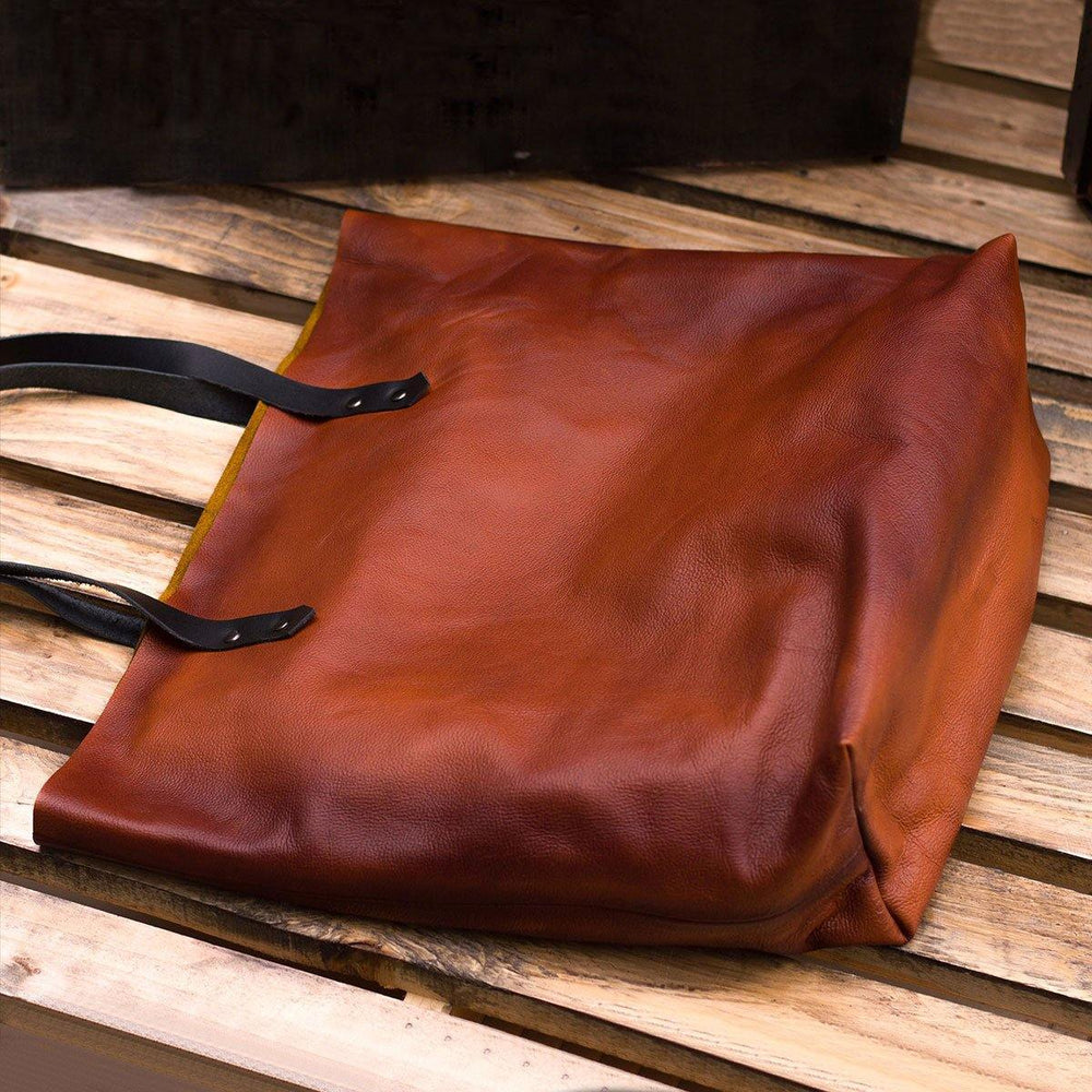 MONT5 Keran Handcrafted Classic Wax Finish Brown Leather Ladies Tote - Leather Jacket Shop