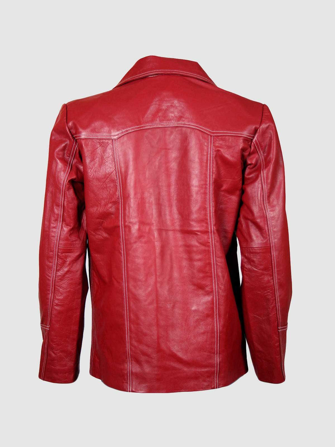 Red Leather Button Coat