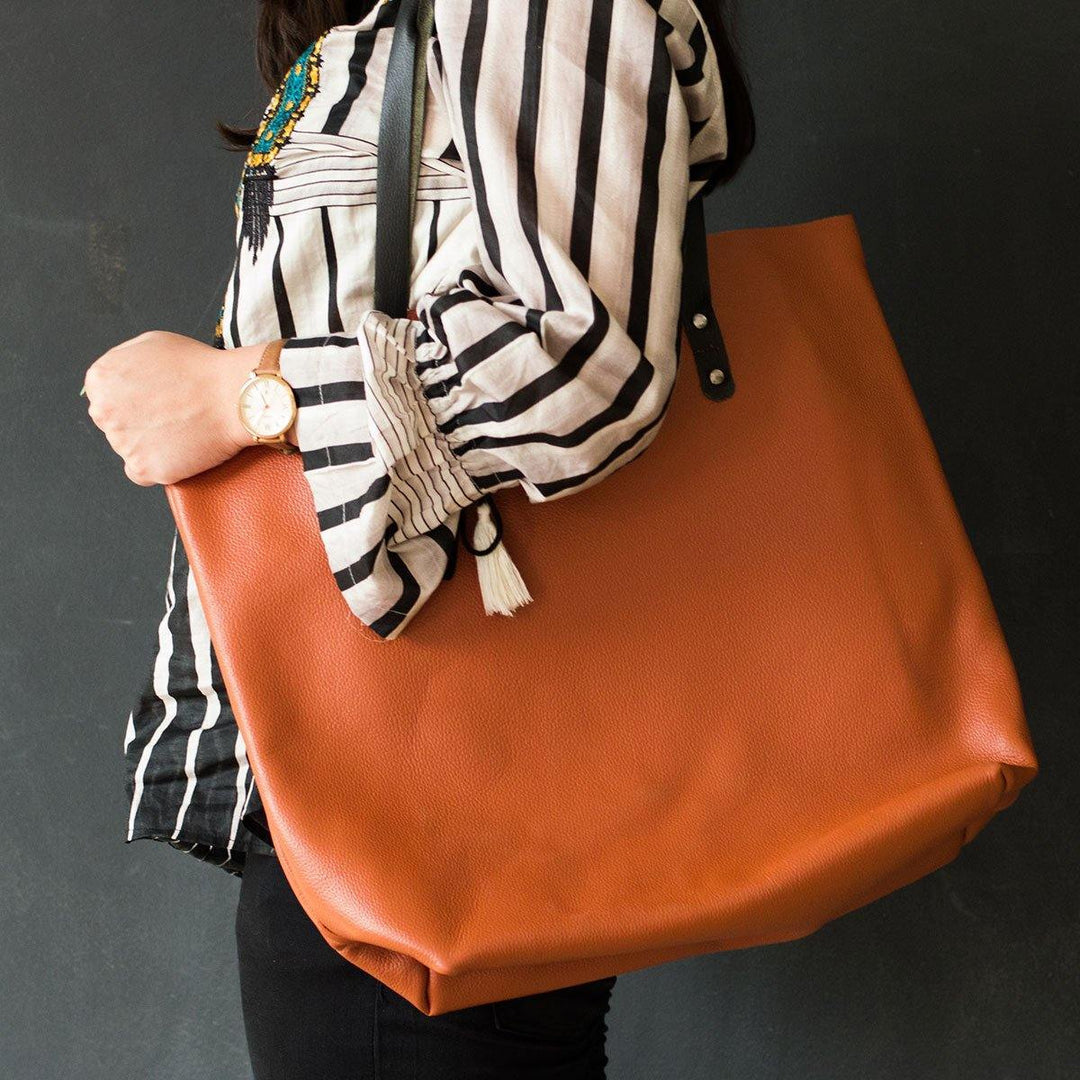 MONT5 Keran Personalized Leather Large Women Work Tote Bag - Leather Jacket Shop