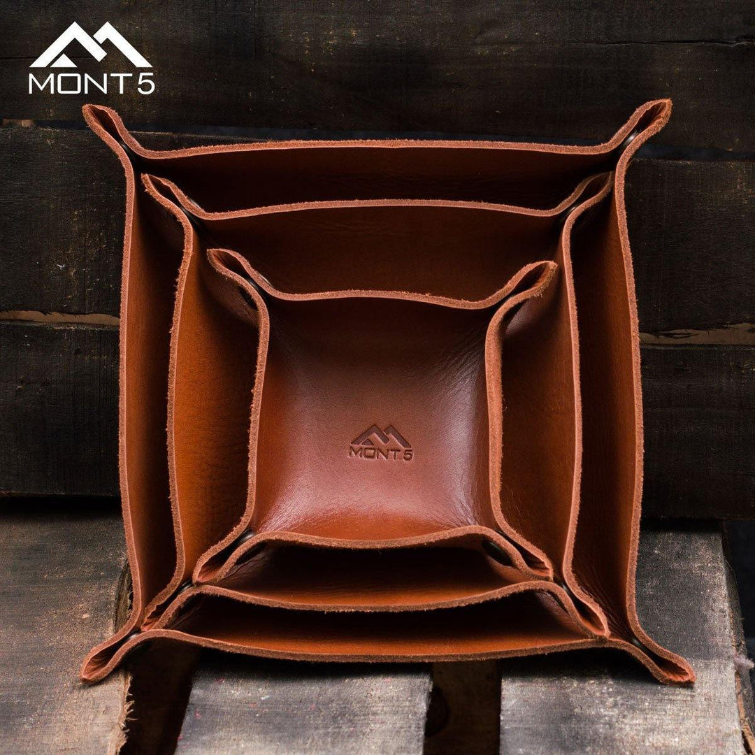 MONT5 Dayol Handmade Full Grain Set Of 3 Valet Leather Trays - Leather Jacket Shop