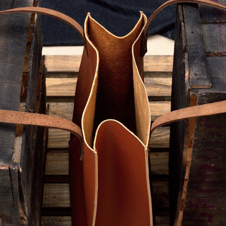 MONT5 Marala Handcrafted Brown Leather Tote - Leather Jacket Shop