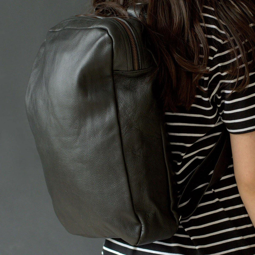 MONT5 Khaplu Handmade Black Leather Travel Rucksack - Leather Jacket Shop