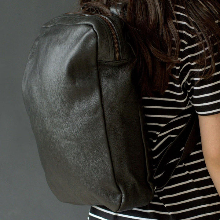 MONT5 Khaplu Handmade Black Leather Travel Rucksack - Leather Jacket Shop