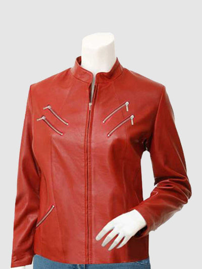 Women's Red Leather Jacket