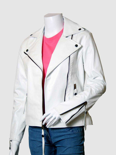 Women's White Leather Jacket