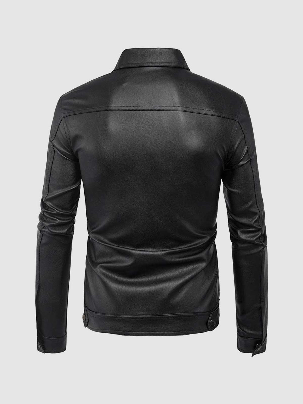 Men's Button Closure Leather Jacket