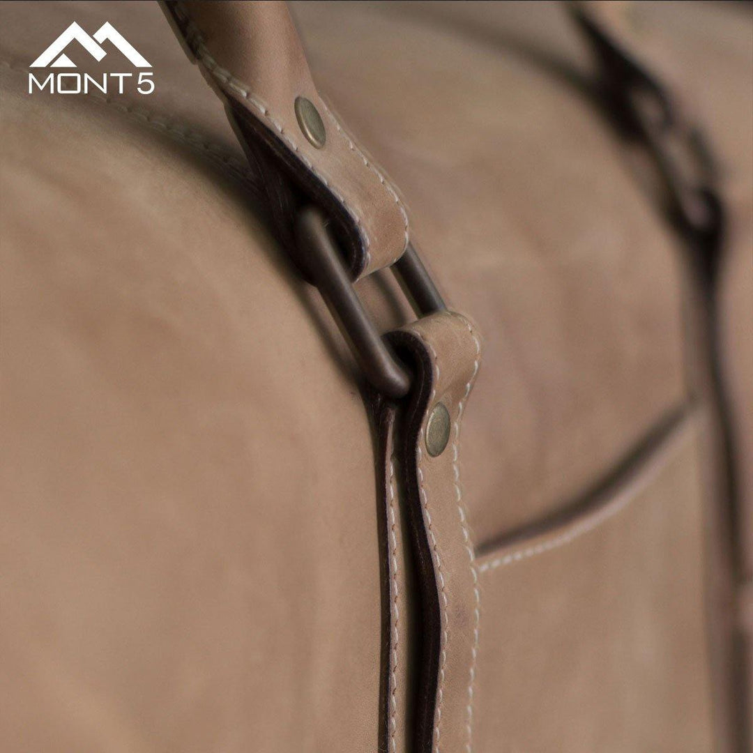 MONT5 Chitral Tan Leather Carry On Luggage Duffel Bag - Leather Jacket Shop