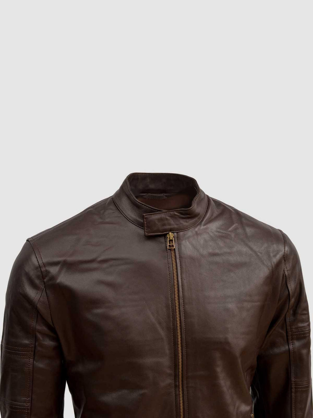 Brown Leather Bomber Jacket