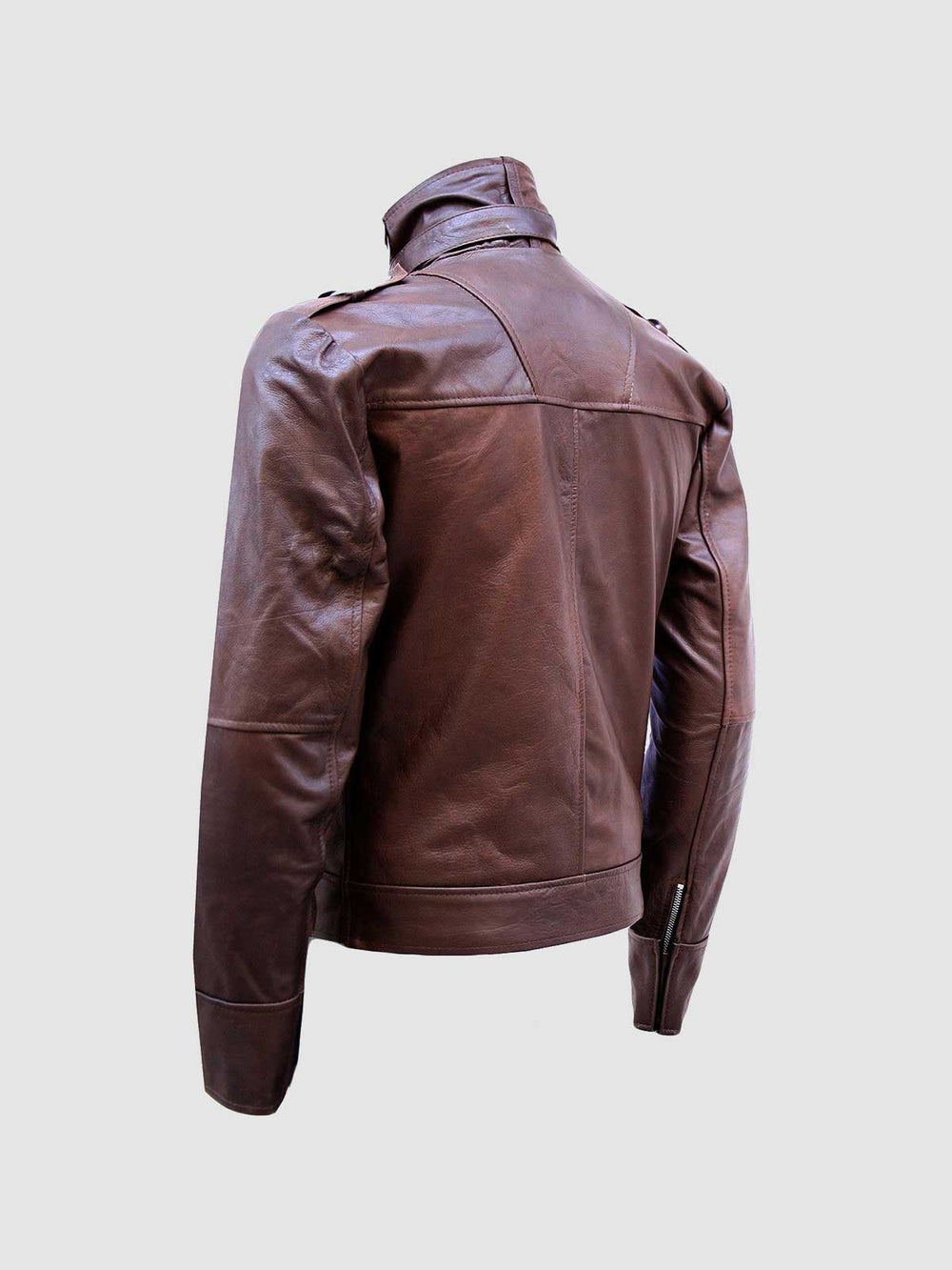 Men's Brown High Collar Jacket