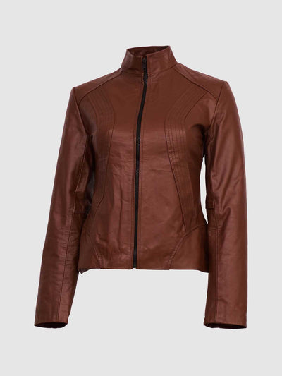 Classic Women's Tan Leather Jacket