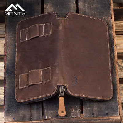 MONT5 Baltit Dark Brown Handmade Leather Passport Wallet - Leather Jacket Shop